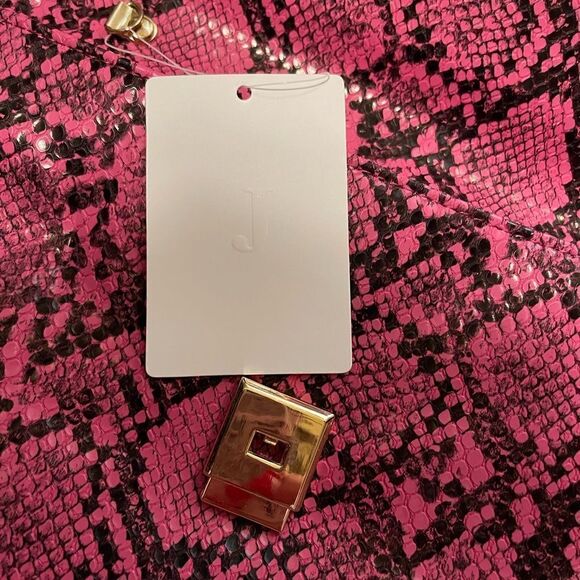 Brand New Faux Pink Snake Skin Crossbody/ Clutch with Gold Chain - Picture 4 of 9